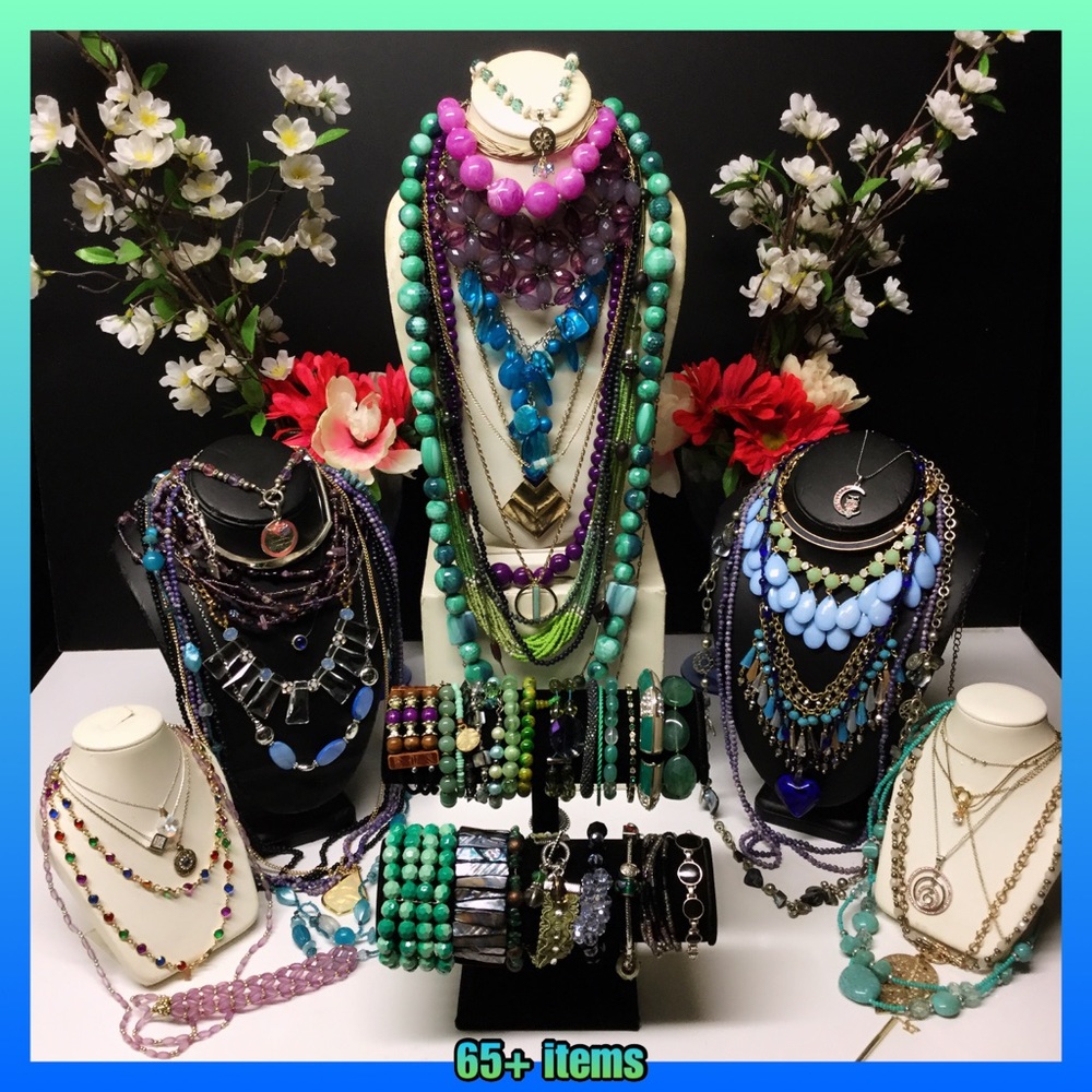 Blue green purple jewelry lot